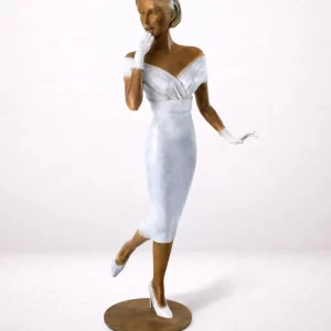 sculpture bronze femme debout robe élégante