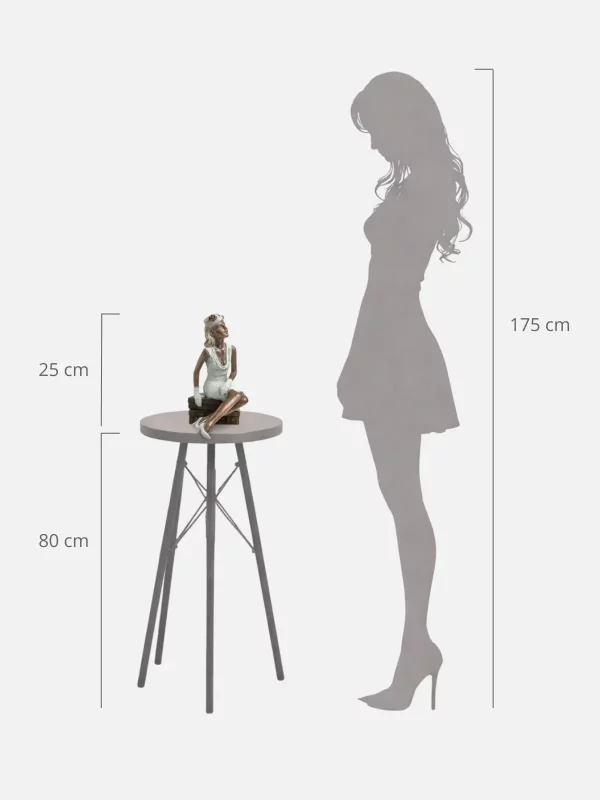 Lorette sculpture bronze femme assise sur valises échelle dimensions