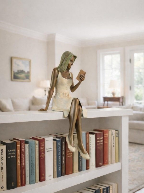 mathilde sculpture en bronze femme assise intérieur lecture