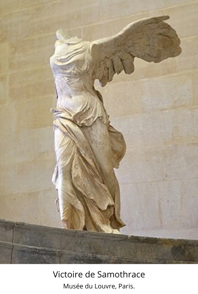 Victoire de Samothrace, sculpture en marbre drapée